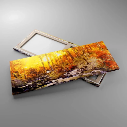 Canvastavla - Bild på duk - Stenar infattade i guld och platina - 100x40 cm