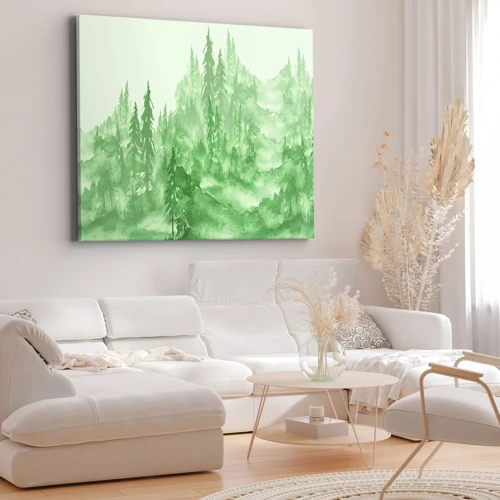 Canvastavla - Bild på duk - Suddig i grön dimma - 70x50 cm