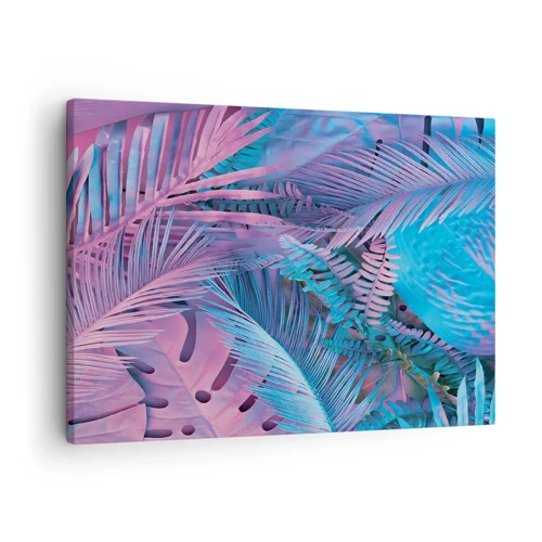 Canvastavla - Bild på duk - Tropiken i rosa och blått - 70x50 cm