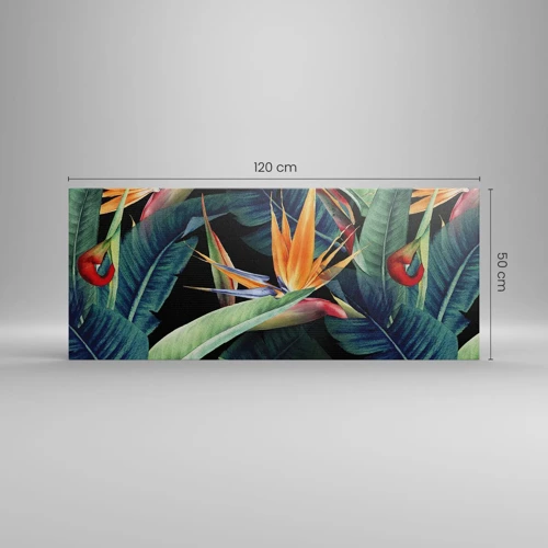 Canvastavla - Bild på duk - Tropikens brinnande blommor - 120x50 cm