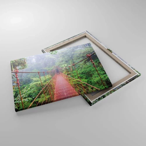 Canvastavla - Bild på duk - Upphängd i trädkronorna - 70x50 cm