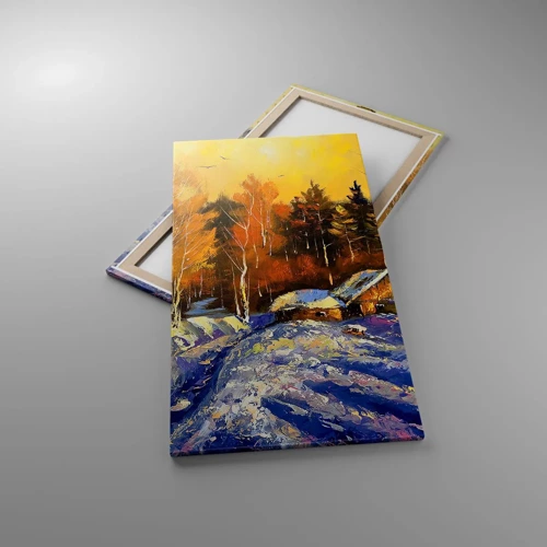 Canvastavla - Bild på duk - Vinterimpression i solen - 65x120 cm