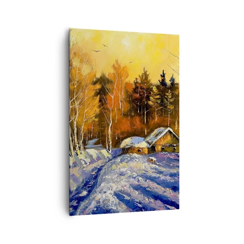 Canvastavla - Bild på duk - Vinterimpression i solen - 80x120 cm