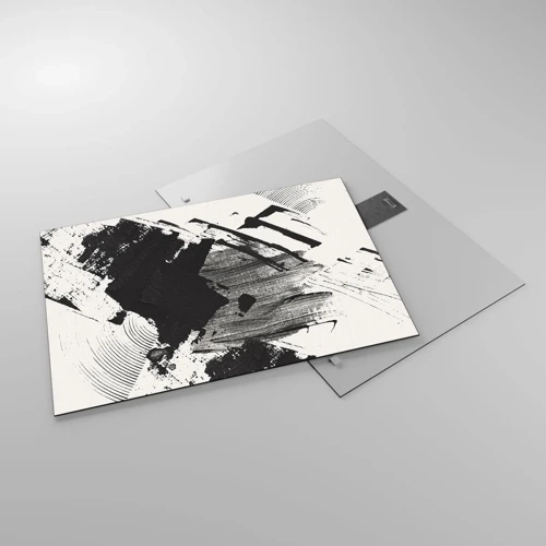 Glastavla - Bild på glas - Abstraktion - uttrycket av svart - 70x50 cm