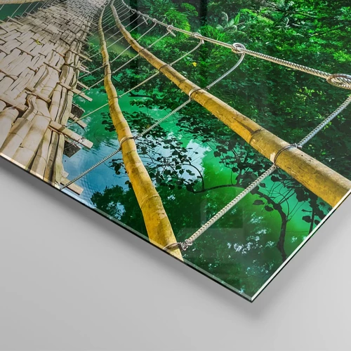 Glastavla - Bild på glas - Apbro över grönskan - 70x50 cm