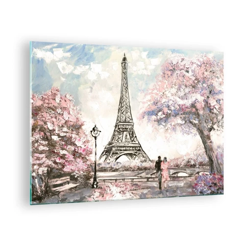 Glastavla - Bild på glas - Aprilpromenad i Paris - 70x50 cm