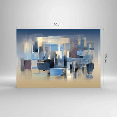 Glastavla - Bild på glas - Blå konstruktion - 70x50 cm
