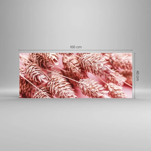 Glastavla - Bild på glas - Blomkaskad i rosa - 100x40 cm