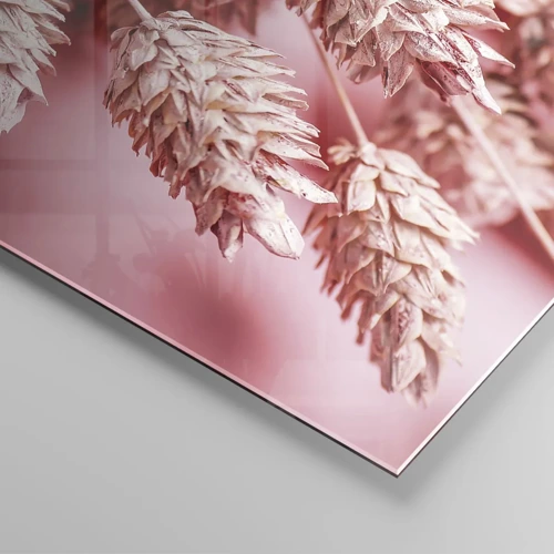 Glastavla - Bild på glas - Blomkaskad i rosa - 100x40 cm