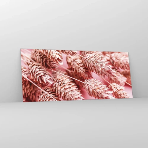 Glastavla - Bild på glas - Blomkaskad i rosa - 120x50 cm