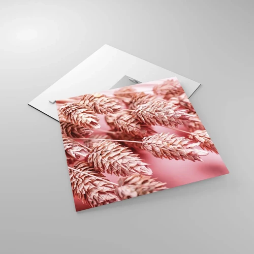 Glastavla - Bild på glas - Blomkaskad i rosa - 40x40 cm