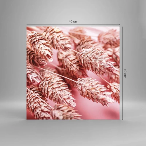 Glastavla - Bild på glas - Blomkaskad i rosa - 40x40 cm