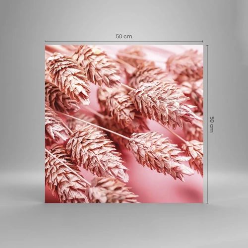Glastavla - Bild på glas - Blomkaskad i rosa - 50x50 cm