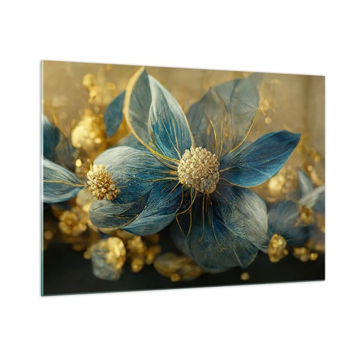 Glastavla - Bild på glas - Blommande av guld - 100x70 cm