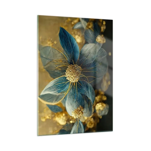 Glastavla - Bild på glas - Blommande av guld - 50x70 cm