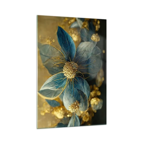 Glastavla - Bild på glas - Blommande av guld - 70x100 cm