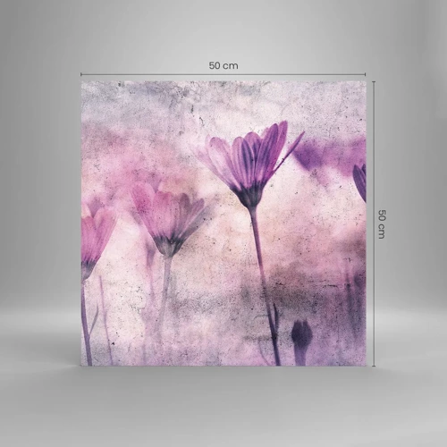 Glastavla - Bild på glas - Blommornas sömn - 50x50 cm