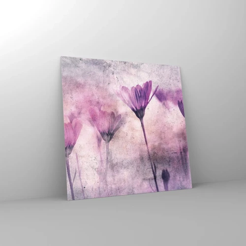 Glastavla - Bild på glas - Blommornas sömn - 70x70 cm