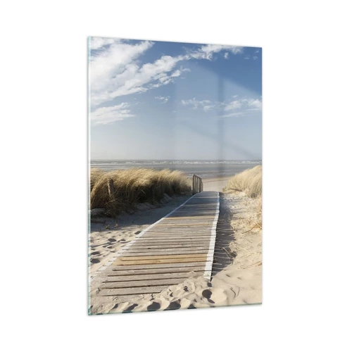 Glastavla - Bild på glas - Bortom sanddynan, i gräsets brus - 50x70 cm