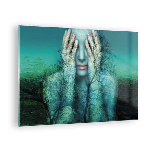 Glastavla - Bild på glas - Doppad i blått - 70x50 cm