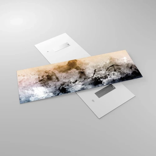 Glastavla - Bild på glas - Dränkta i dimman - 140x50 cm