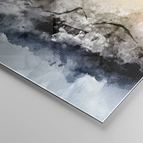 Glastavla - Bild på glas - Dränkta i dimman - 140x50 cm