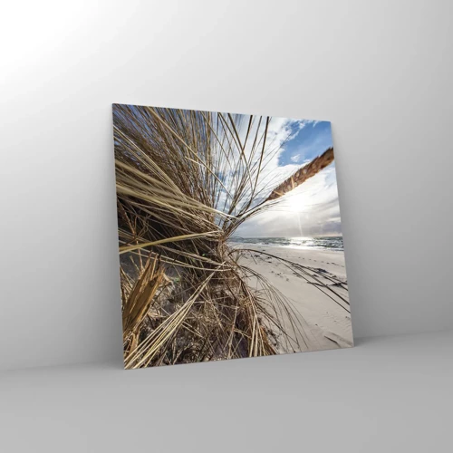 Glastavla - Bild på glas - Elementens möte - 40x40 cm