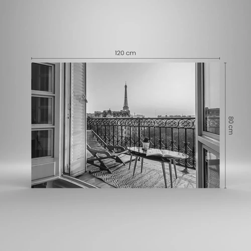 Glastavla - Bild på glas - En eftermiddag i Paris - 120x80 cm