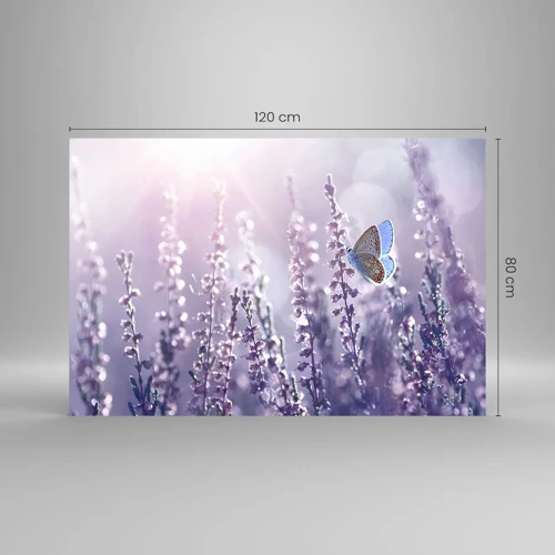Glastavla - Bild på glas - En fjärils kyss - 120x80 cm