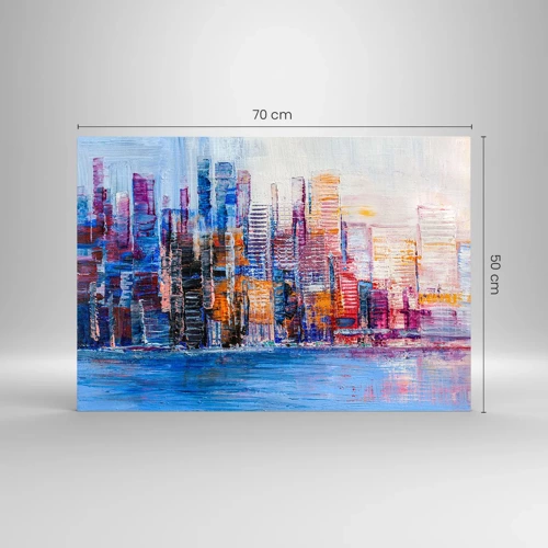 Glastavla - Bild på glas - En glädjefylld metropol - 70x50 cm