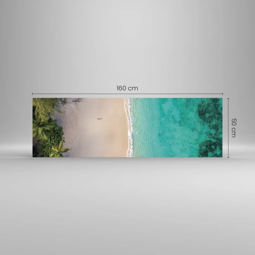 Glastavla - Bild på glas - En strand i paradiset - 160x50 cm