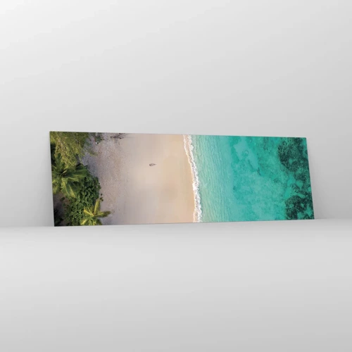 Glastavla - Bild på glas - En strand i paradiset - 160x50 cm