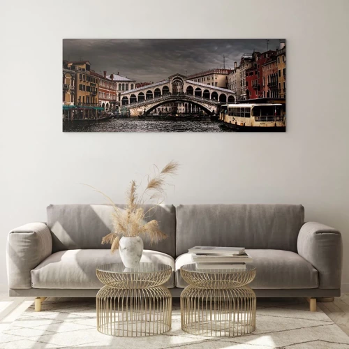 Glastavla - Bild på glas - Ett löfte om en kväll i Venedig - 100x40 cm