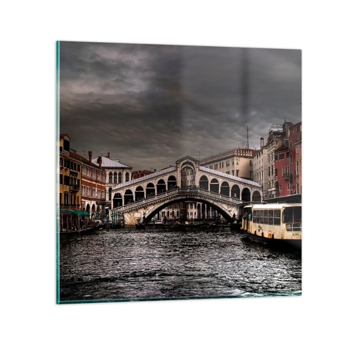 Glastavla - Bild på glas - Ett löfte om en kväll i Venedig - 70x70 cm