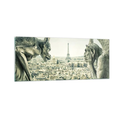 Glastavla - Bild på glas - Ett samtal i Paris - 100x40 cm