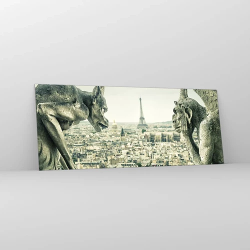 Glastavla - Bild på glas - Ett samtal i Paris - 100x40 cm