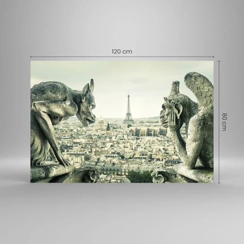 Glastavla - Bild på glas - Ett samtal i Paris - 120x80 cm