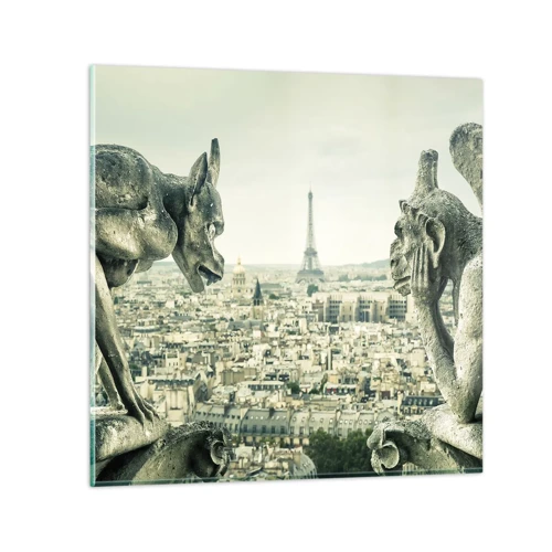Glastavla - Bild på glas - Ett samtal i Paris - 30x30 cm