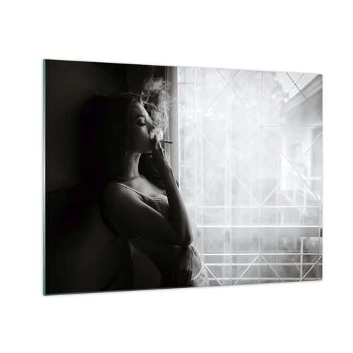 Glastavla - Bild på glas - Ett sensuellt ögonblick - 70x50 cm