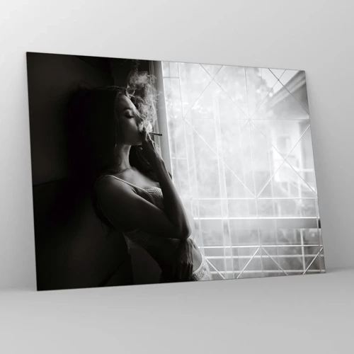 Glastavla - Bild på glas - Ett sensuellt ögonblick - 70x50 cm