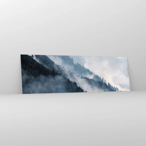 Glastavla - Bild på glas - Fjällens mystik - 160x50 cm