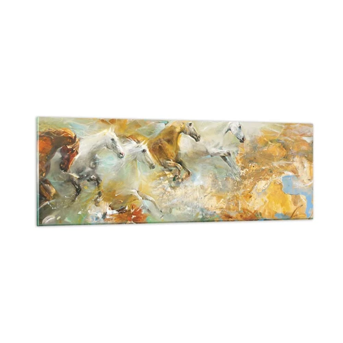 Glastavla - Bild på glas - Galopp genom ljuset - 90x30 cm