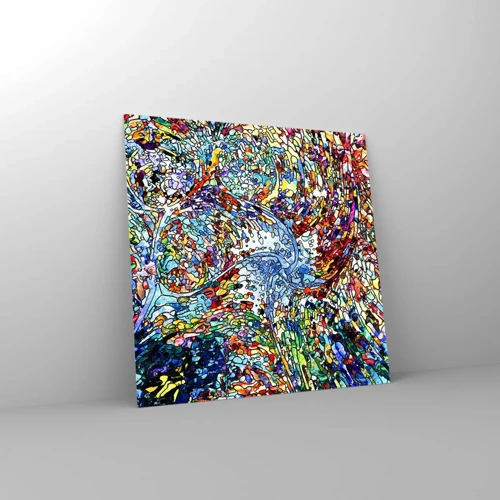 Glastavla - Bild på glas - Glasmålning - droppar  - 70x70 cm