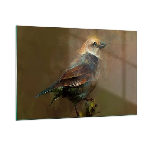 Glastavla - Bild på glas - Gråsparv, en liten fågel - 120x80 cm
