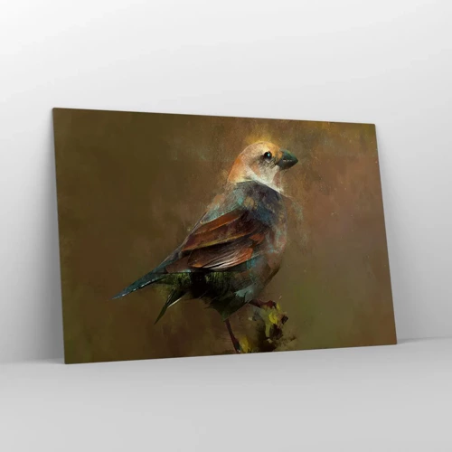 Glastavla - Bild på glas - Gråsparv, en liten fågel - 120x80 cm