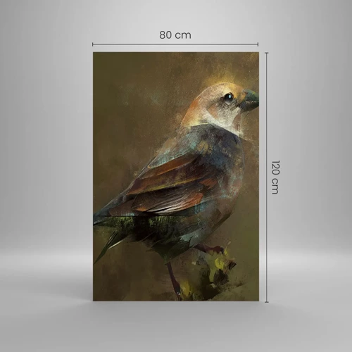 Glastavla - Bild på glas - Gråsparv, en liten fågel - 80x120 cm