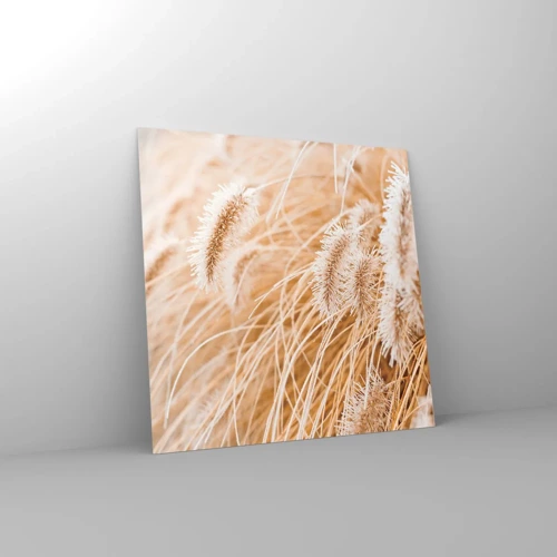 Glastavla - Bild på glas - Gyllene gräsrassel - 30x30 cm