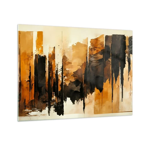 Glastavla - Bild på glas - Harmoni av svart och guld - 70x50 cm
