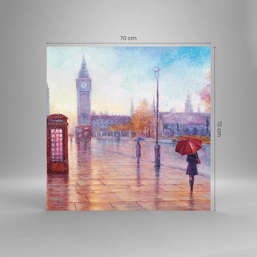 Glastavla - Bild på glas - Höstdag i London - 70x70 cm