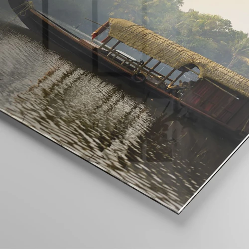 Glastavla - Bild på glas - Hus på floden - 120x80 cm